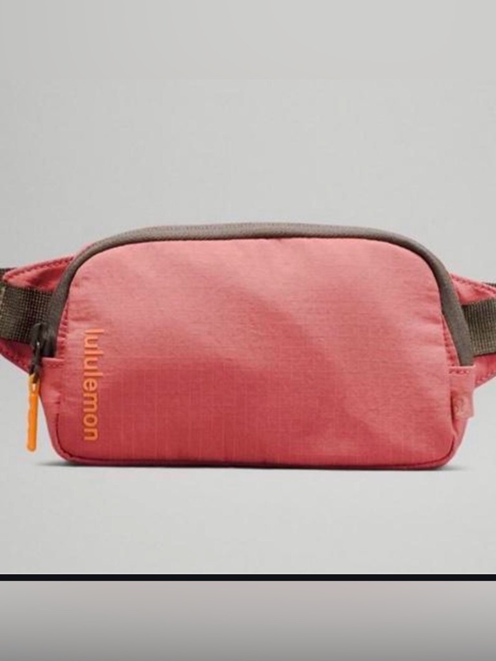 lululemon athletica Coral Pink Crossbody Waist Bag with Olive Trim